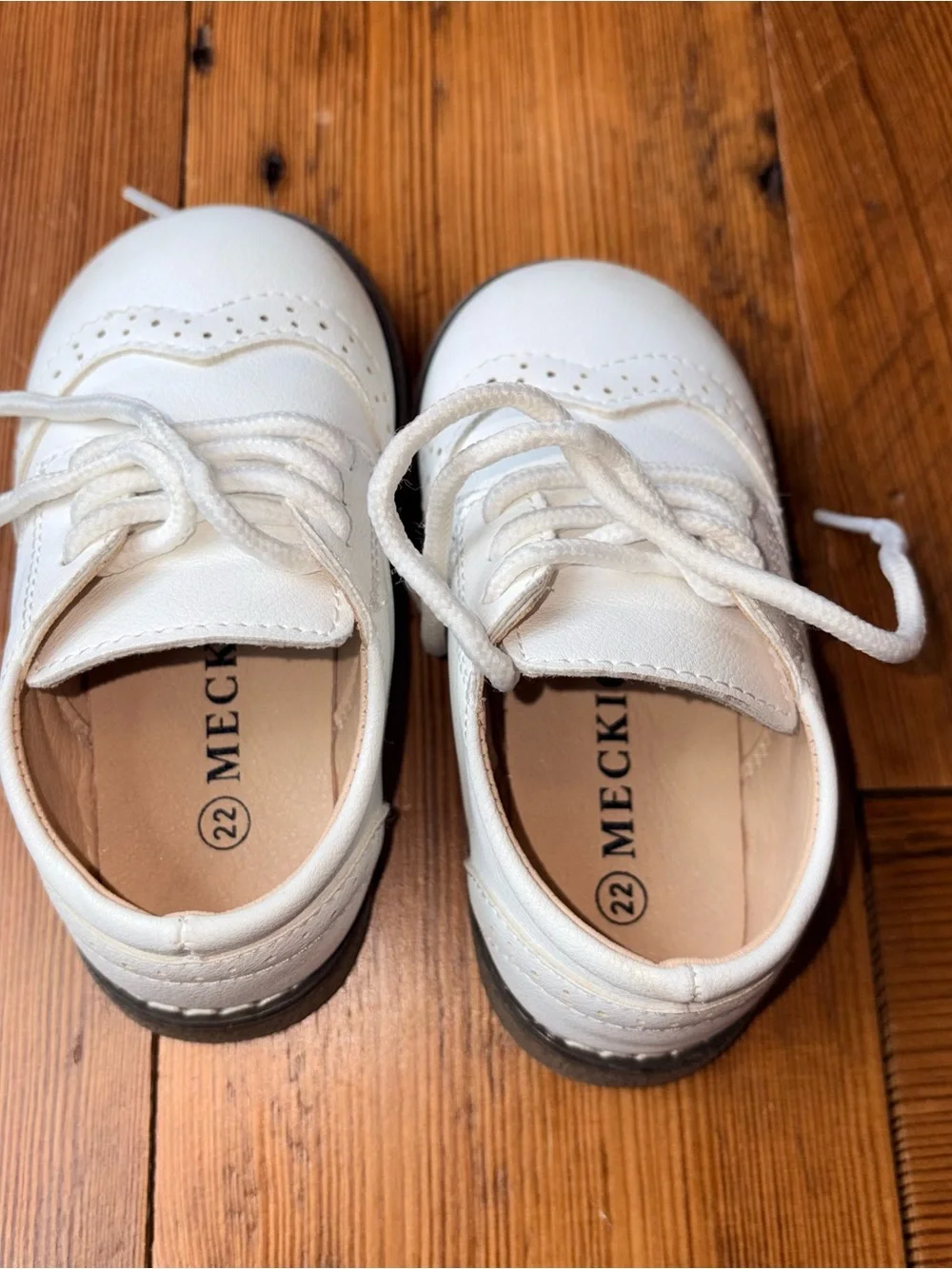 Classic White Toddler Boy Wingtip Lace-Up Dress Shoes Size 22